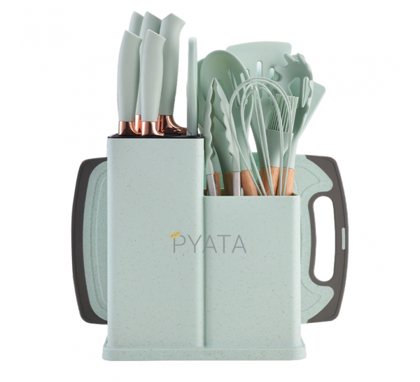 Набір кухонний силіконових аксесуарів на підставці Kitchenware Set 20 предметів М'ята (HA-301)
