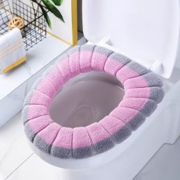 Универсальнаый мягкий сменный чехол-подушка для крышки унитаза Розово-Серая