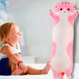 Мягкая игрушка-подушка Длинный Кот-объятия, 70 см Розовый (205)