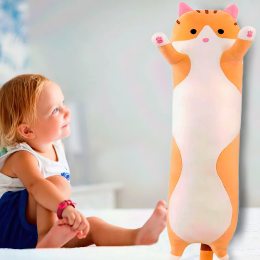 Мягкая игрушка-подушка Длинный Кот-объятия, 70 см Оранжевый (205)