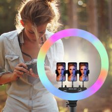 Світлодіодна кільцева RGB селфі-лампа 45 см для фото та відео зйомки 
