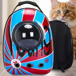 Рюкзак для перенесення тварин, котів і маленьких собак з ілюмінатором CosmoPet Червоно-синій (626)