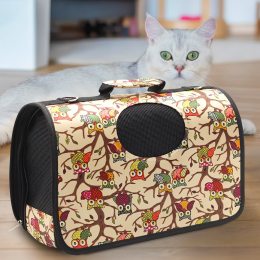 Сумка-переноска для животных, кошек и небольших собак White paws 32×22 см S Совы (626)