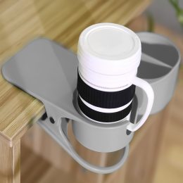 Настольный подстаканник-держатель на стол для стаканов на прищепке Clip On Table Cup Holder Серый (509)