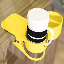 Настольный подстаканник-держатель на стол для стаканов на прищепке Clip On Table Cup Holder Желтый (509)