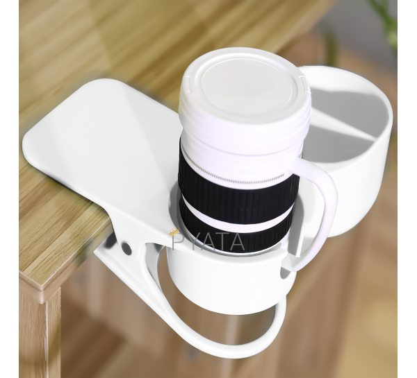 Настольный подстаканник-держатель на стол для стаканов на прищепке Clip On Table Cup Holder Белый (509)