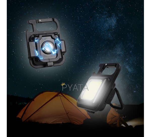 Багатофункціональний ліхтар F05 COB rechargeable keychain Light Micro USB (чорний)