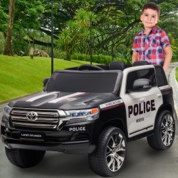 Дитячий електромобіль поліцейська машинка зі звуковими ефектами та пультом керування Toyota Land Cruiser Police JJ2022 (AT)