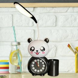 Дитячий настільний годинник з LED лампою та органайзером для ручок Alarm clock XL-801, Чорний