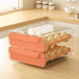 Подвійний пластиковий контейнер-лоток для яєць 2-х рівневий на 32 яйця 925-8011-3-A Помаранчевий (1142)