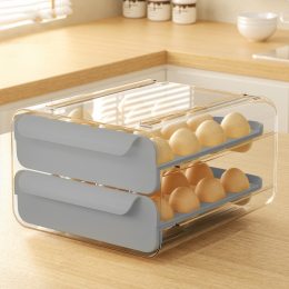 Подвійний пластиковий контейнер-лоток для яєць 2-х рівневий на 32 яйця 925-8011-3-A Сірий (1142)