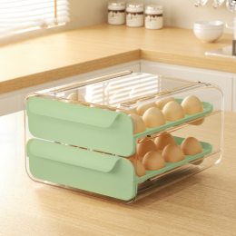 Подвійний пластиковий контейнер-лоток для яєць 2-х рівневий на 32 яйця 925-8011-3-A Зелений (1142)