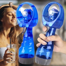 Портативний ручний вентилятор на батарейках з розпиленням води Fan Water Spray Синій