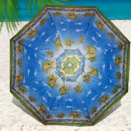 Парасолька для пляжу та саду  з регулюванням нахилу та напиленням від сонця Блакитний, пальми №1,  1.8 м (GAZ)
