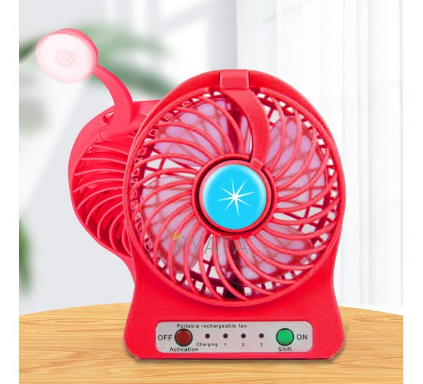 Портативний міні-USB-вентилятор Home Fest Portable Mini Fan USB з ліхтариком, Червоний