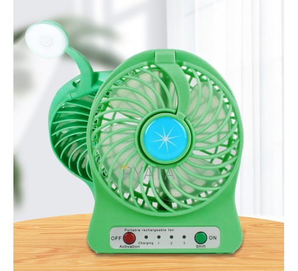 Портативный мини-USB-вентилятор Home Fest Portable Mini Fan USB  с фонариком, Зеленый