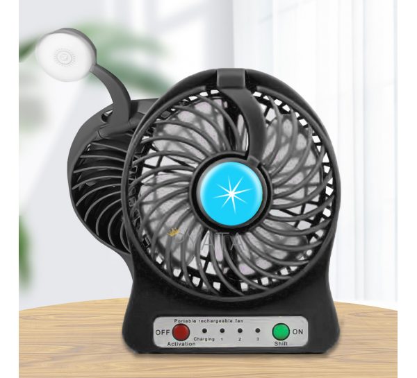 Портативний міні-USB-вентилятор Home Fest Portable Mini Fan USB з ліхтариком, Чорний