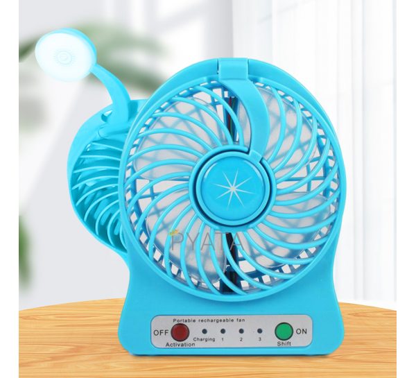 Портативный мини-USB-вентилятор Home Fest Portable Mini Fan USB  с фонариком, Голубой