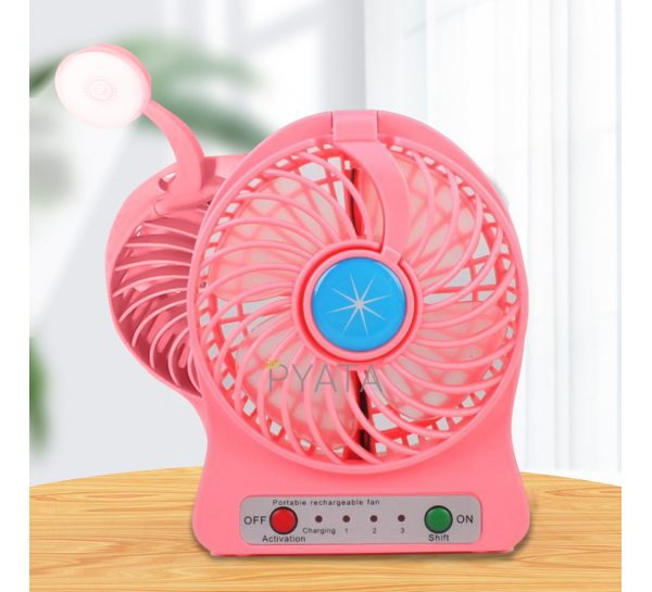 Портативний міні-USB-вентилятор Home Fest Portable Mini Fan USB з ліхтариком, Рожевий