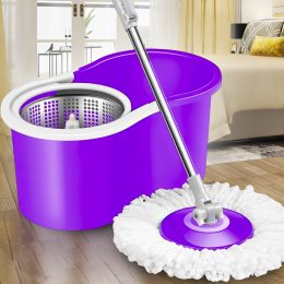 Господарське відро для миття підлоги зі шваброю з автоматичним віджиманням і полосканням Magic Mop Easy 360 10 літрів Фіолетовий (MA-310)