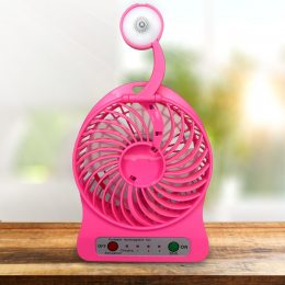 Портативный мини-USB-вентилятор Home Fest Portable Mini Fan USB  с фонариком, Темно-розовый