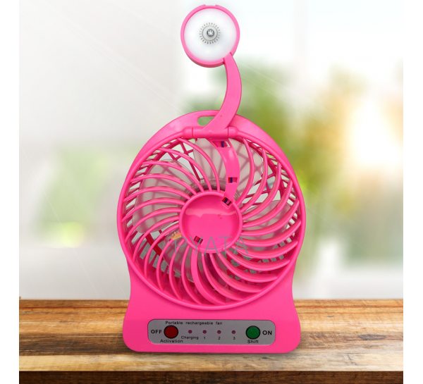 Портативний міні-USB-вентилятор Home Fest Portable Mini Fan USB з ліхтариком, Темно-рожевий