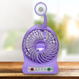 Портативний міні-USB-вентилятор Home Fest Portable Mini Fan USB з ліхтариком, Фіолетовий