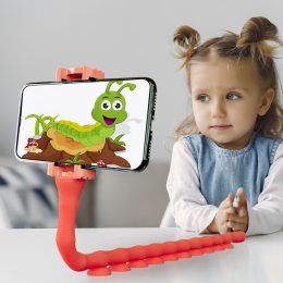 Тримач для телефону на присосках з поворотом на 360 градусів Cute Worm Lazy Holder "Черв'як" Червоний