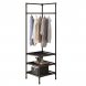 Стойка-стеллаж Corner rack с перекладиной для вешалок, YH6606-2122F3 угловая напольная вешалка, 180 х 45 х 45 см, Черный