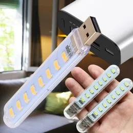 Миниатюрная светодиодная led-лампочка брелок белый свет на 16 диодов с питанием от USB 5V Двусторонняя (LUX)