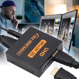 Активний HDMI розгалужувач на 2 порти UHD, двонаправлений відео спліттер, 4K, 2K, 3D, 1080Р (206)