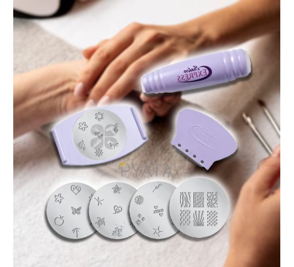 Маникюрный набор для создания узоров на ногтей Nail Express, Nail Dryer для стемпинга 4-6