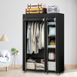 Складна тканинна шафа-органайзер на 2 секції, з полицями Storage Wardrobe 98105 Чорний (N-17)