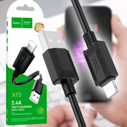 Кабель зарядки та синхронізації HOCO X73 (2.4A) Lightning to USB (1M) для iOS пристроїв Apple, Чорний (206)