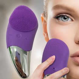 Електрична силіконова щітка-масажер для обличчя Sonic Facial Brush, Фіолетовий (509)