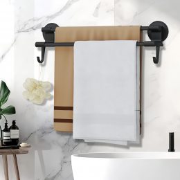 Металева вішалка для рушників на клейкій основі Simple towel bar YH6612B Чорний (2126)