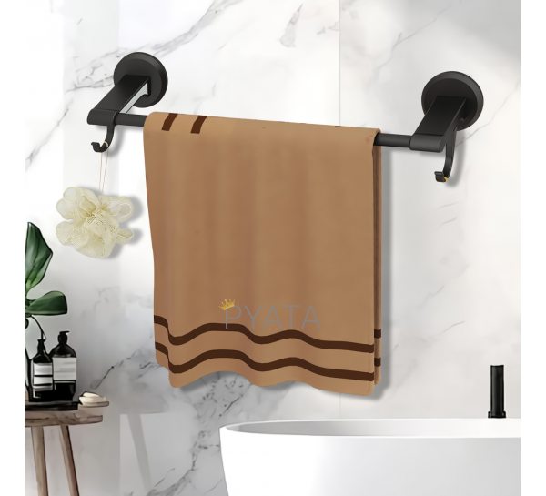 Металева вішалка для рушнику на клейкій основі Simple towel bar YH6612A Чорний (2125)