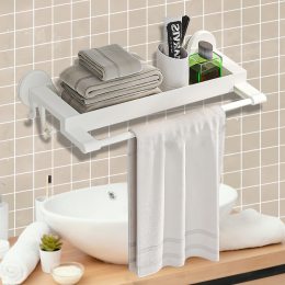 Металлическая вешалка для полотенца на клейкой основе Simple towel RACK YH6614 Белый (2129)