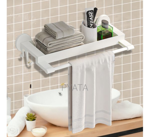 Металева вішалка для рушника на клейкій основі Simple towel RACK YH6614 Білий (2129)