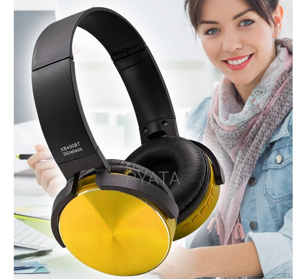 Стильные накладные наушники SN eXtra Bass MDR-XB450, беспроводные, Желтый