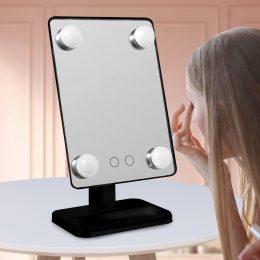 Дзеркало для макіяжу сенсорне з LED підсвічуванням Cosmetie Mirror 360 Rotation Angel XR-8989 чорний (205)