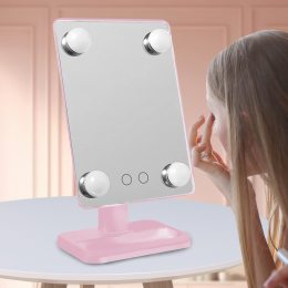 Дзеркало для макіяжу сенсорне з LED підсвічуванням Cosmetie Mirror 360 Rotation Angel XR-8989 рожевий (205)