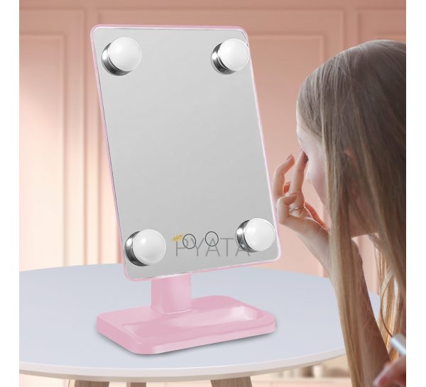 Зеркало для макияжа сенсорное с LED подсветкой Cosmetie Mirror 360 Rotation Angel XR-8989 розовый (205)