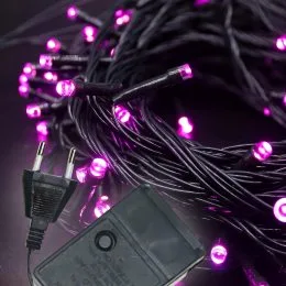 Святкова новорічна гірлянда для ялинки з зеленим проводом XMAS Рожевий 280 LED (20 метрів)