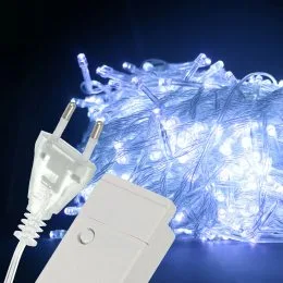 Святкова гірлянда для ялинки з прозорим проводом XMAS Синій, Білий 500 LED (32 метрів)