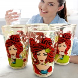 Кухонные стаканчики с двойными стенками и наклейкой 4в1 300 мл Glass Ware