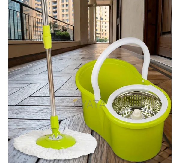 Швабра с ведром и автоматическим отжимом Magic Mop Easy 360 на 8 литров, Зеленый