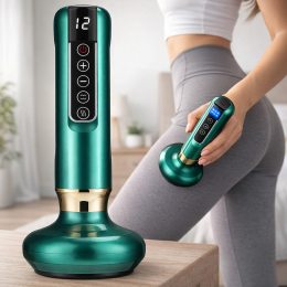 Массажер вакуумный антицеллюлитный для тела с USB зарядкой 6 уровней интенсивности портативный, Зеленый (219)