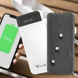 Портативний зарядний пристрій із вбудованими кабелями Power Bank XGB017, 30000 mAh Білий