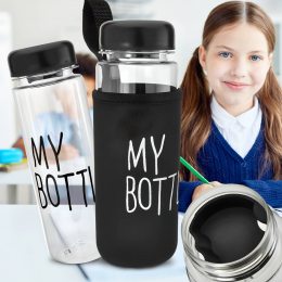 Портативная пластиковая бутылка для воды в чехле My Bottle (Черный)